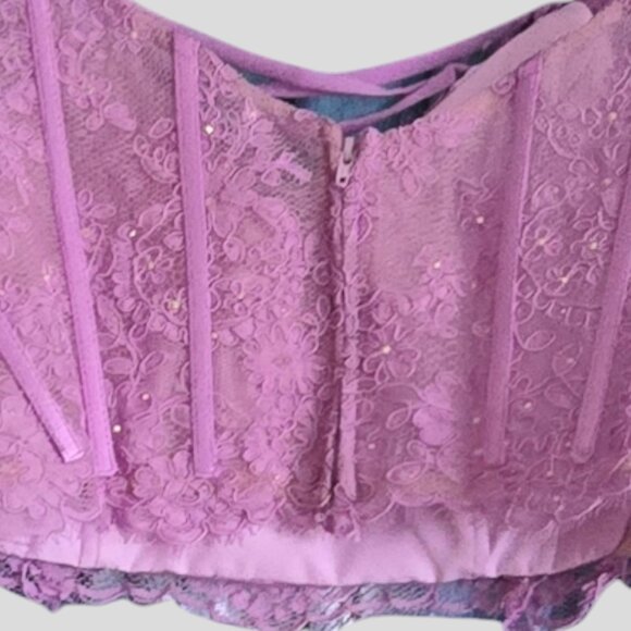 NWT ELLIE WILDE 2 By MON CHERI ( 6 ) White Iris 2 Pc. Floral Prom Forma… - Picture 5 of 7